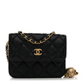 Chanel Lambskin Quilted Pearl Crush Clutch With Chain Black