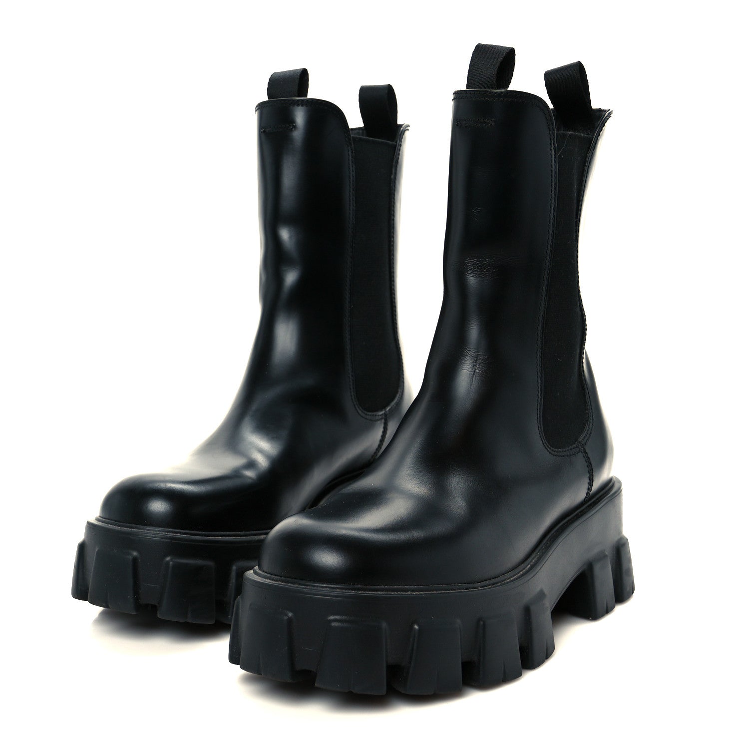 Prada Spazzolato Rois Monolith Chelsea 55mm Tall Boots 38 Black