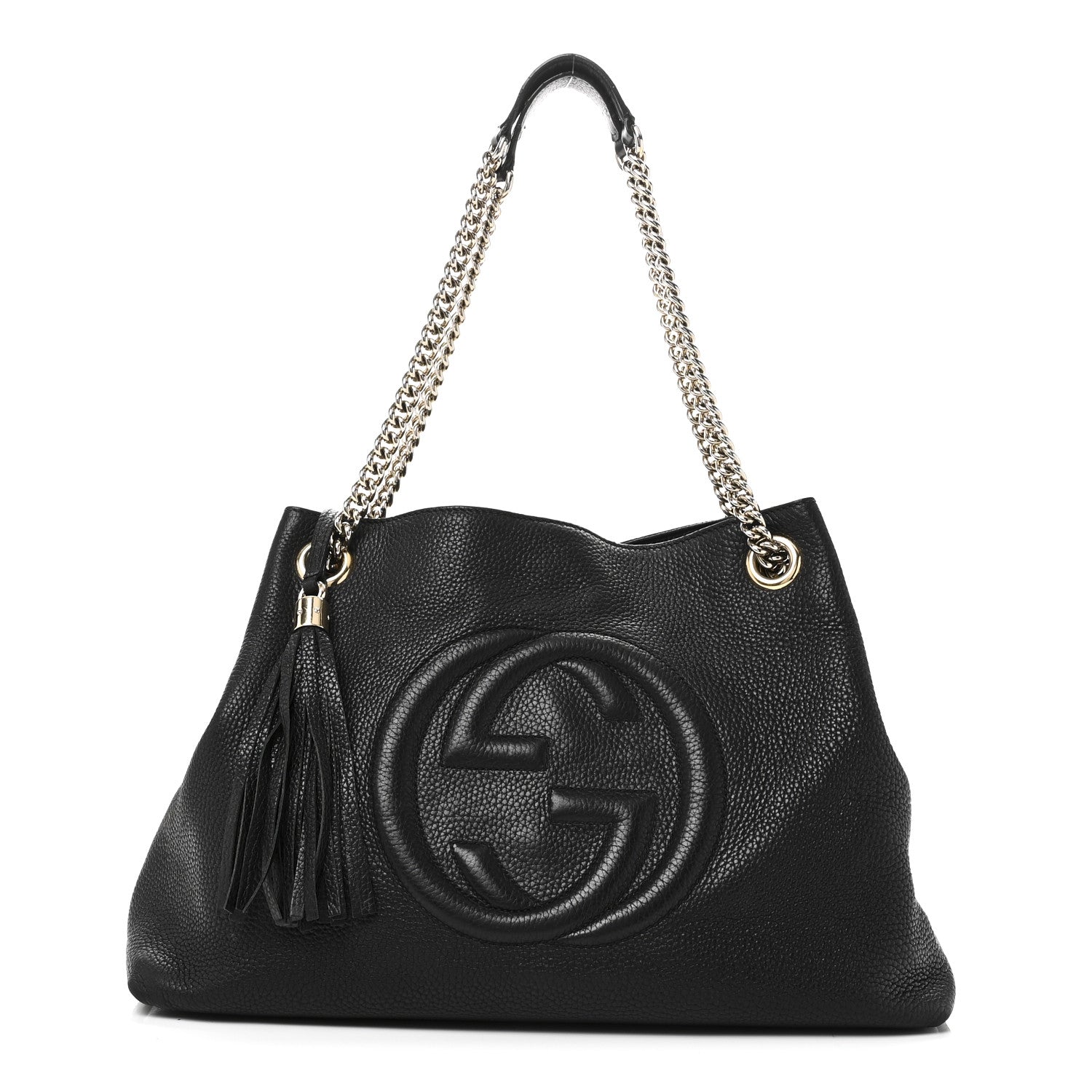 Gucci Pebbled Calfskin Medium Soho Chain Shoulder Bag Black