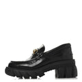 Gucci Magnum Calfskin Nappa Samoa Womens Horsebit Platform Chunky Lug Sole 40mm Loafers 38.5  Black