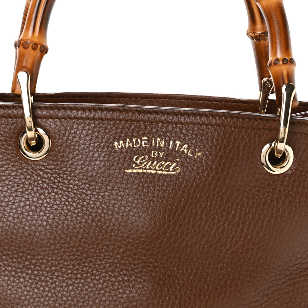 Gucci Calfskin Small Bamboo Shopper Tote Acero