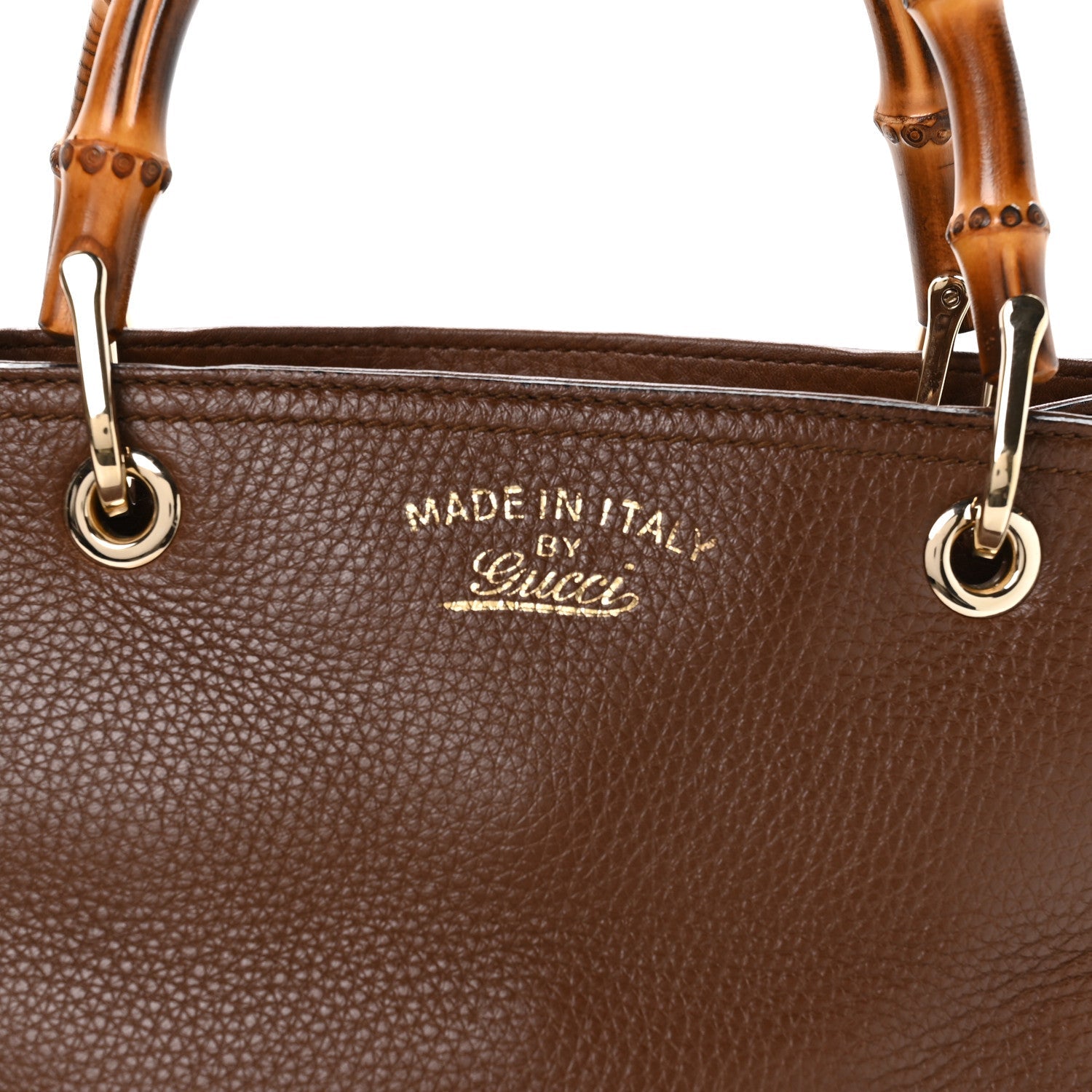 Gucci Calfskin Small Bamboo Shopper Tote Acero