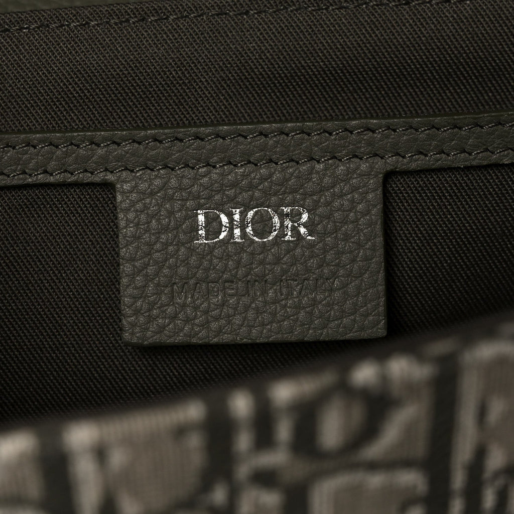 Christian Dior Oblique Jacquard Grained Calfskin Small Saddle Messenger Bag With Flap Green