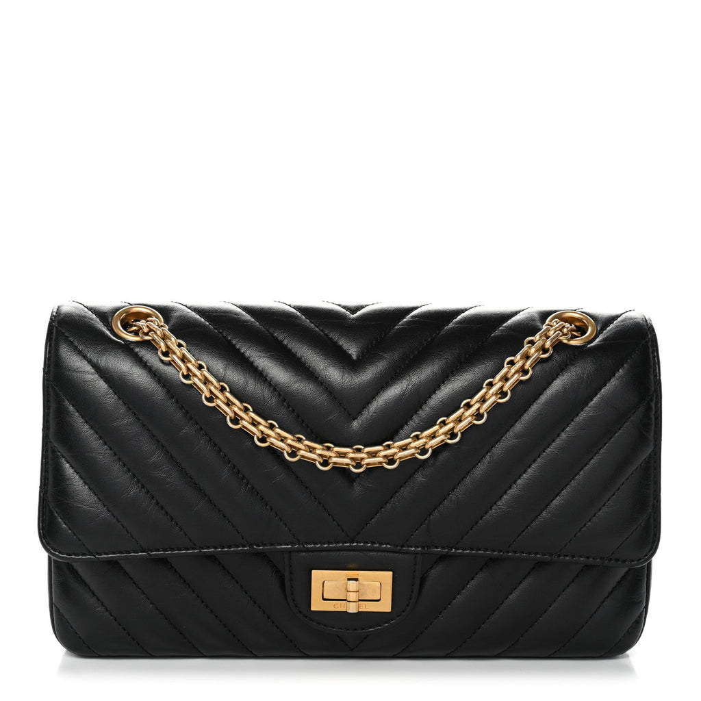 Chanel Aged Calfskin Chevron Quilted 2.55 Reissue 225 Flap Black