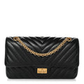 Chanel Aged Calfskin Chevron Quilted 2.55 Reissue 225 Flap Black