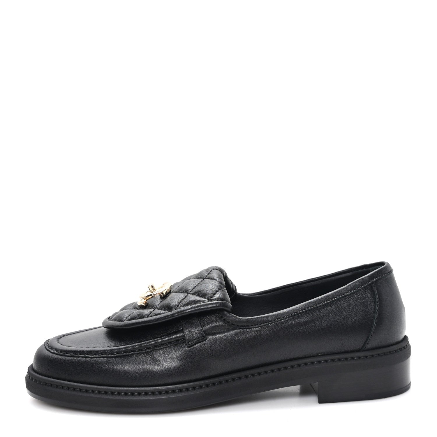 Lambskin Quilted CC Turnlock Loafers 38.5 Black