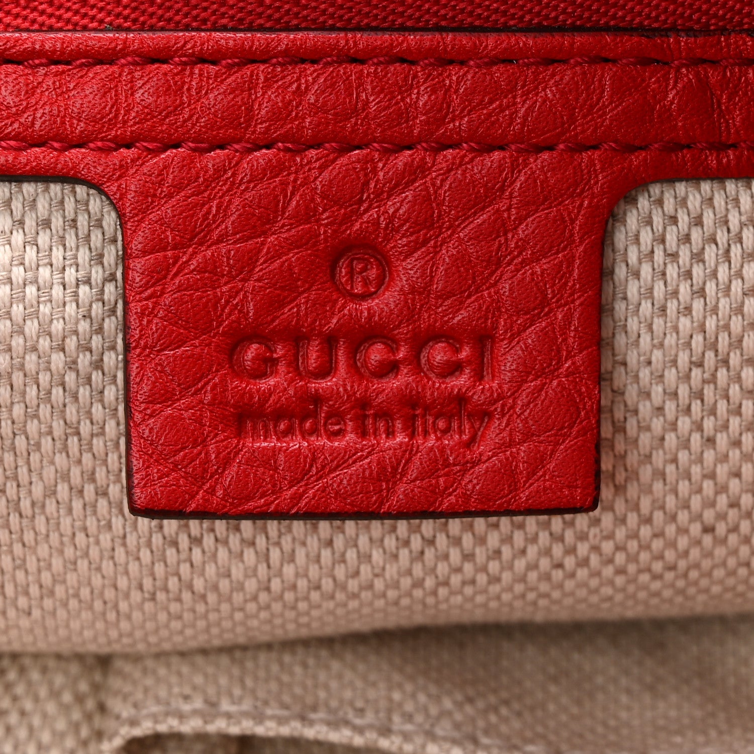 Gucci Pebbled Calfskin Medium Soho Chain Shoulder Bag Tabasco Red