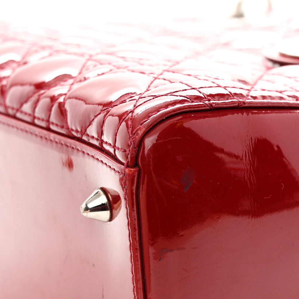 Christian Dior Patent Cannage Medium Lady Dior Red