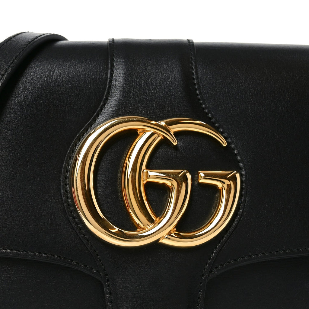 Gucci Vitello Palmellato Lux Small Arli Flap Shoulder Bag Black