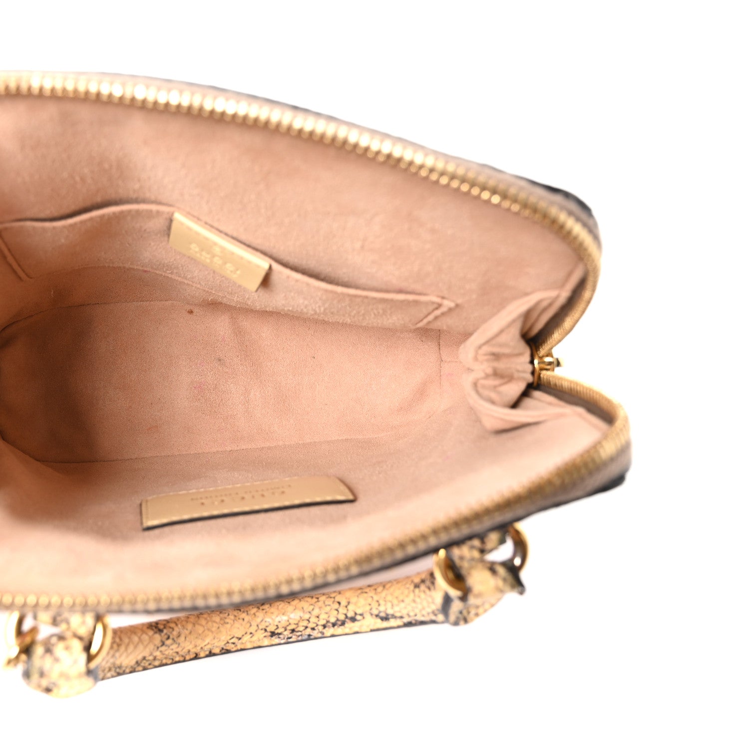 Gucci Snakeskin Boarded Plutone Calfskin Mini Horsebit 1955 Top Handle Bag Wild Rose Beige
