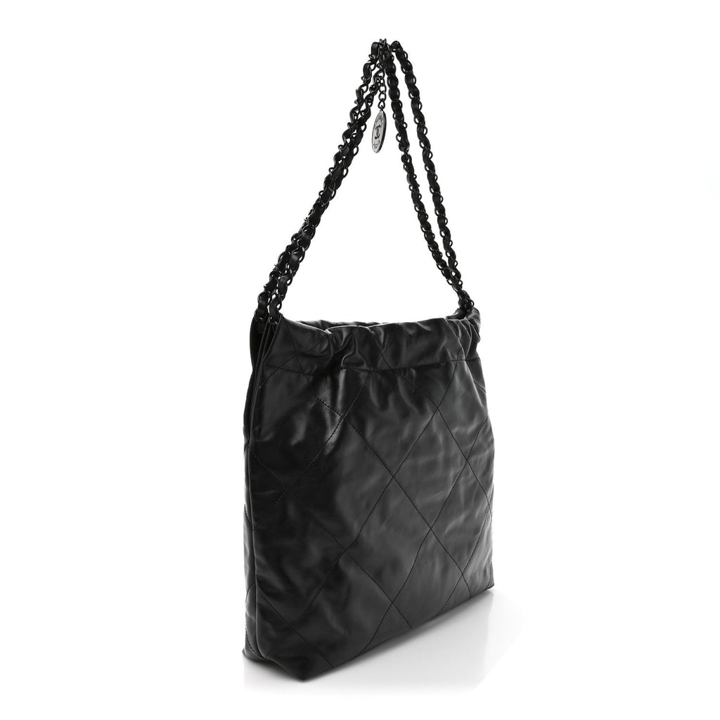 Chanel Shiny Calfskin Quilted Small Chanel 22 So Black