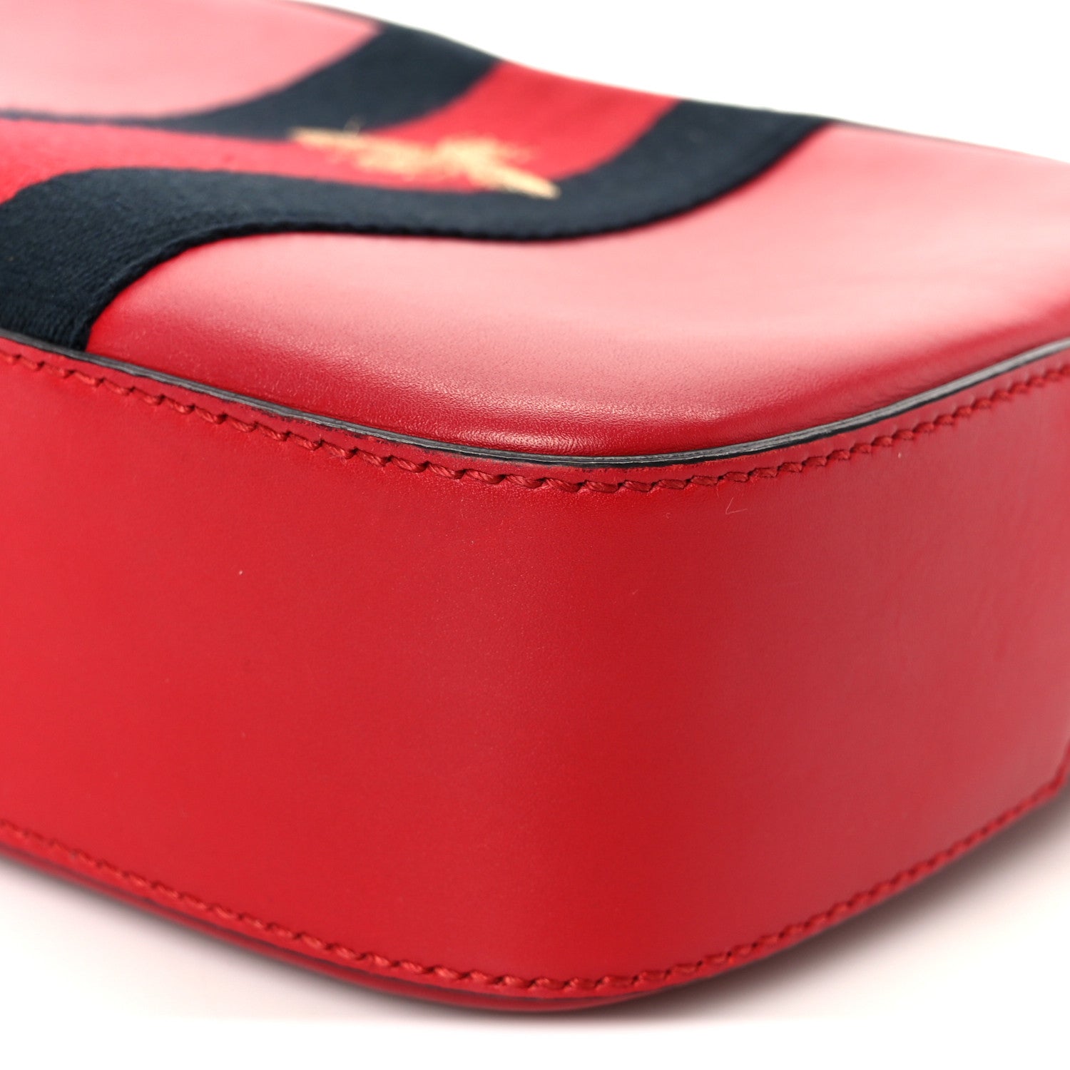 Gucci Calfskin Web Small Webby Bee Shoulder Bag Red