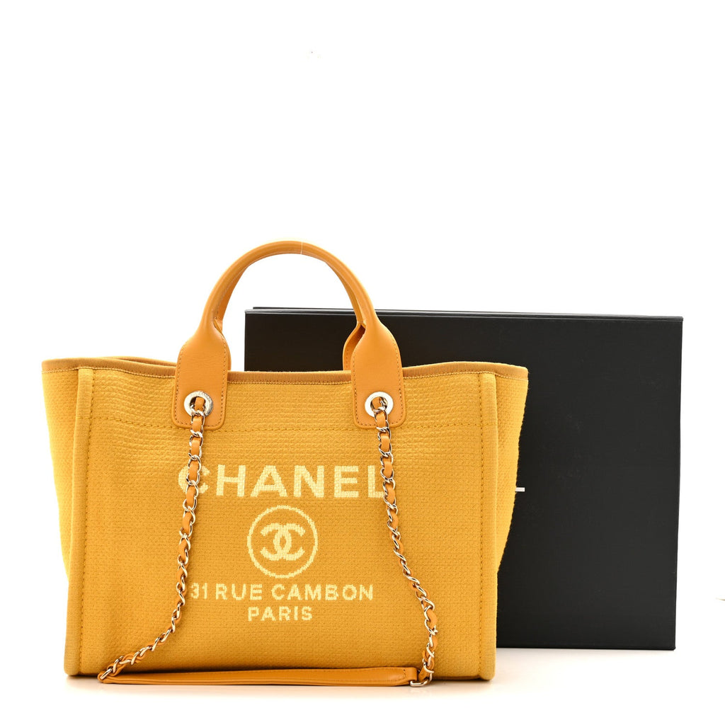 Chanel Mixed Fibers Small Deauville Tote Yellow