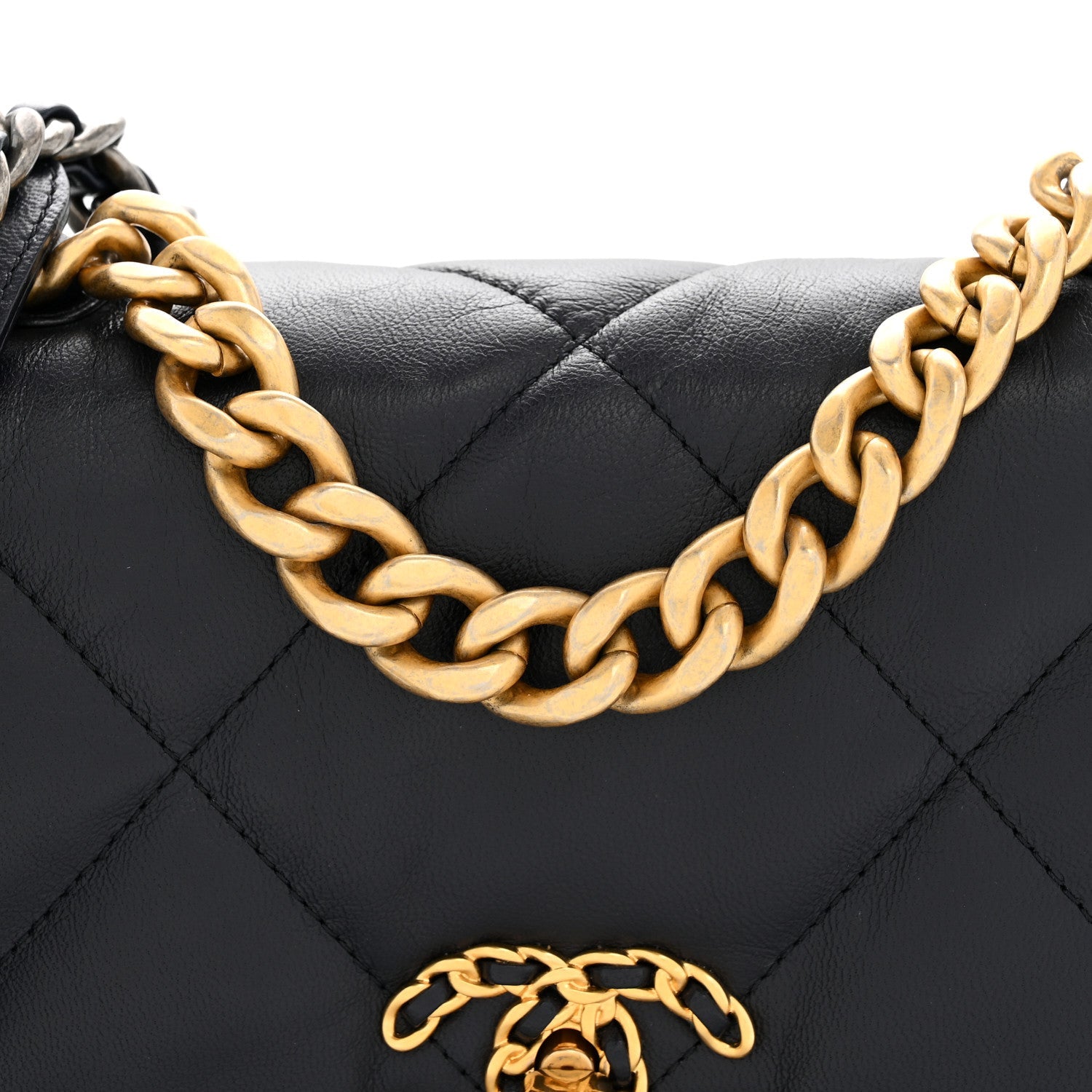 Chanel Goatskin Quilted Medium Chanel 19 Flap Navy Blue