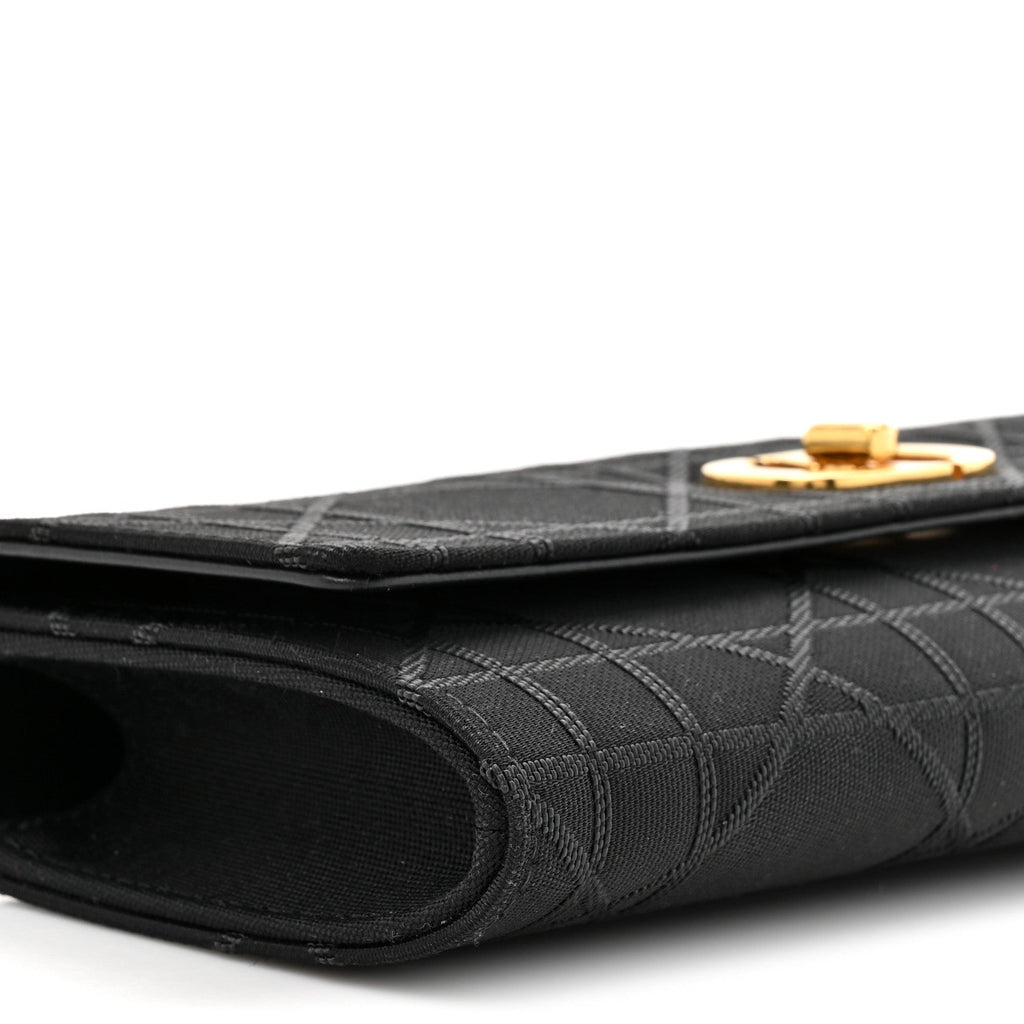 Christian Dior Technical Fabric Macrocannage Miss Caro Top Handle Pouch Black