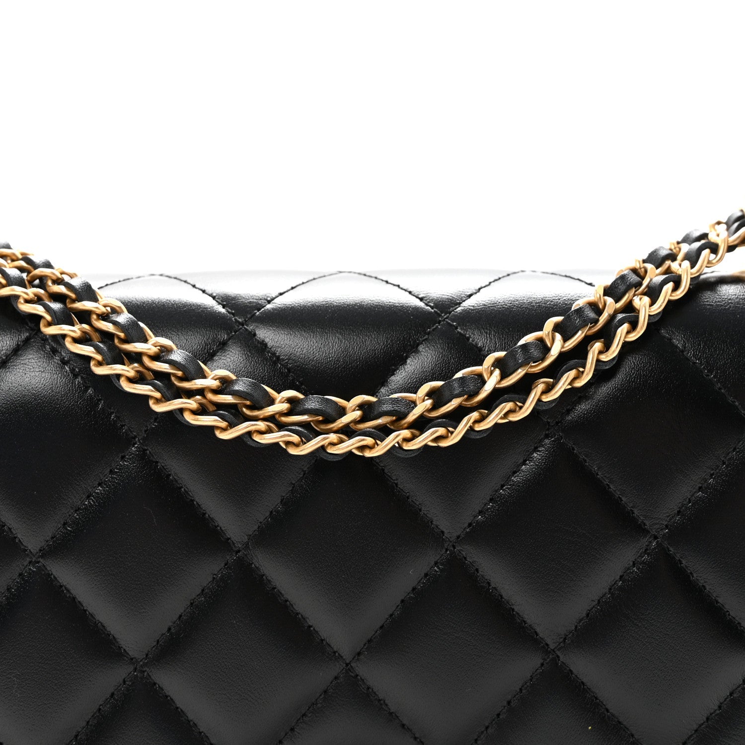 Chanel Calfskin Quilted Perfect Fit Wallet On Chain WOC Black