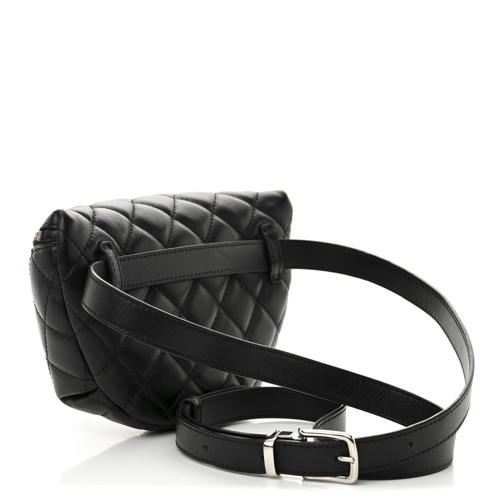 Chanel Calfskin Quilted Uniform Waist Belt Bag Black