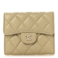 Caviar Quilted Compact Flap Wallet Light Green