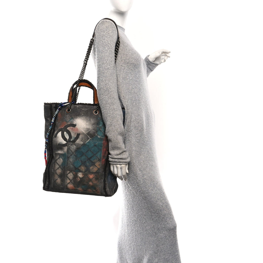 Chanel Canvas Graffiti Art School Oh My Boy Tote Black