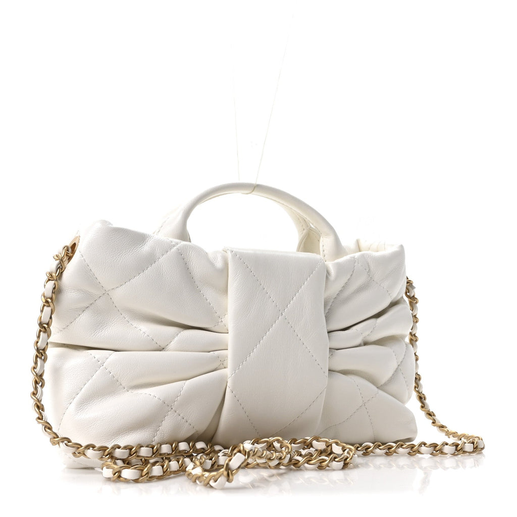 Chanel Lambskin Quilted Mini Bow Bag White