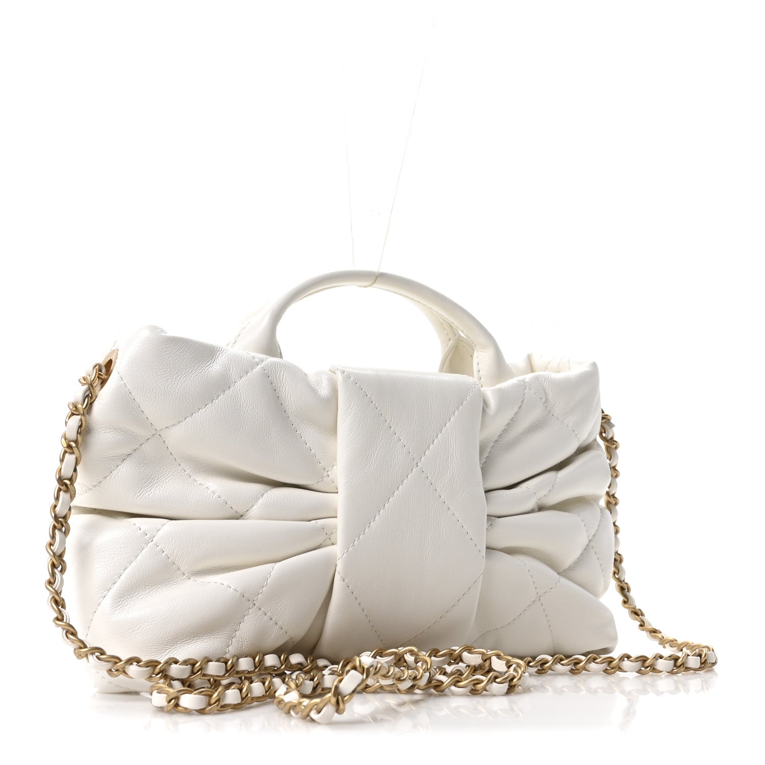 Chanel Lambskin Quilted Mini Bow Bag White