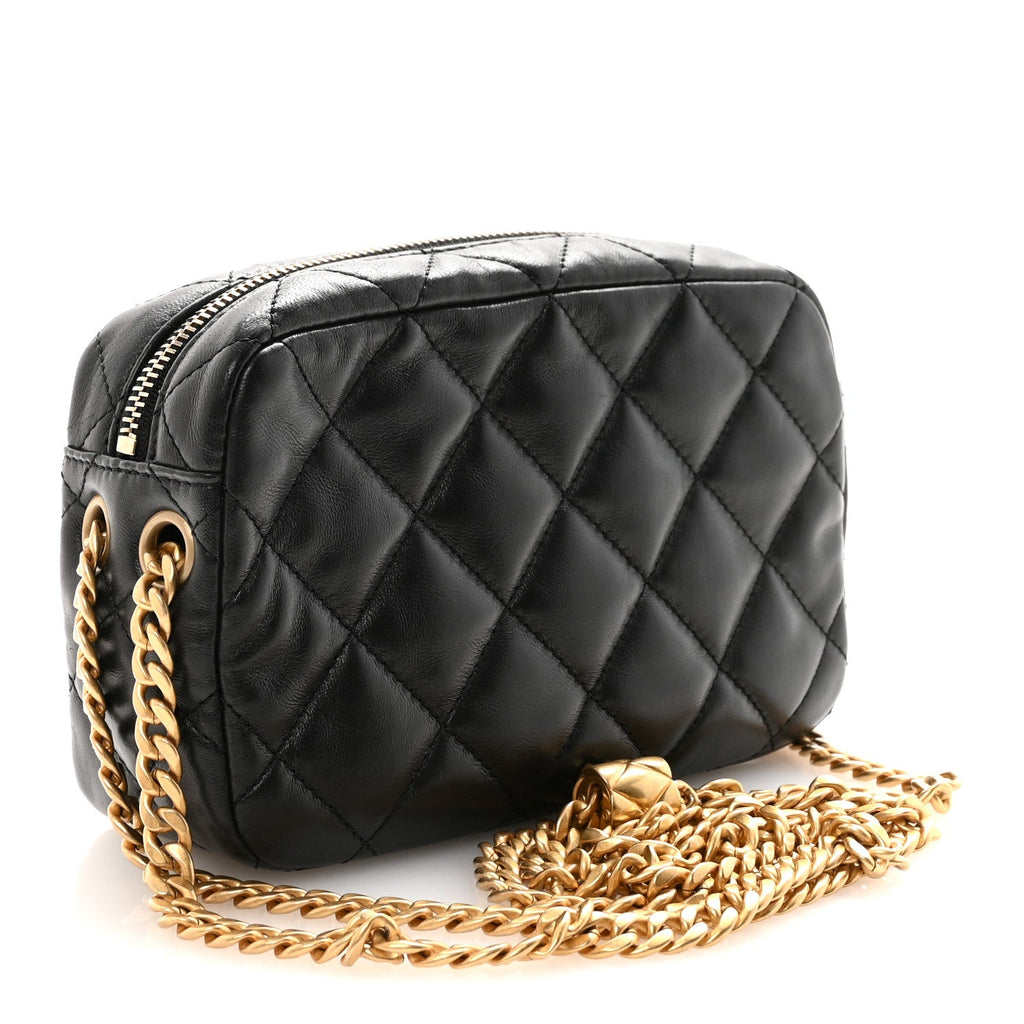 Chanel Lambskin Quilted Mini Pillow Crush Camera Case Black
