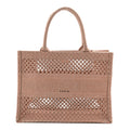 Christian Dior Mesh Embroidered Medium Book Tote Clay