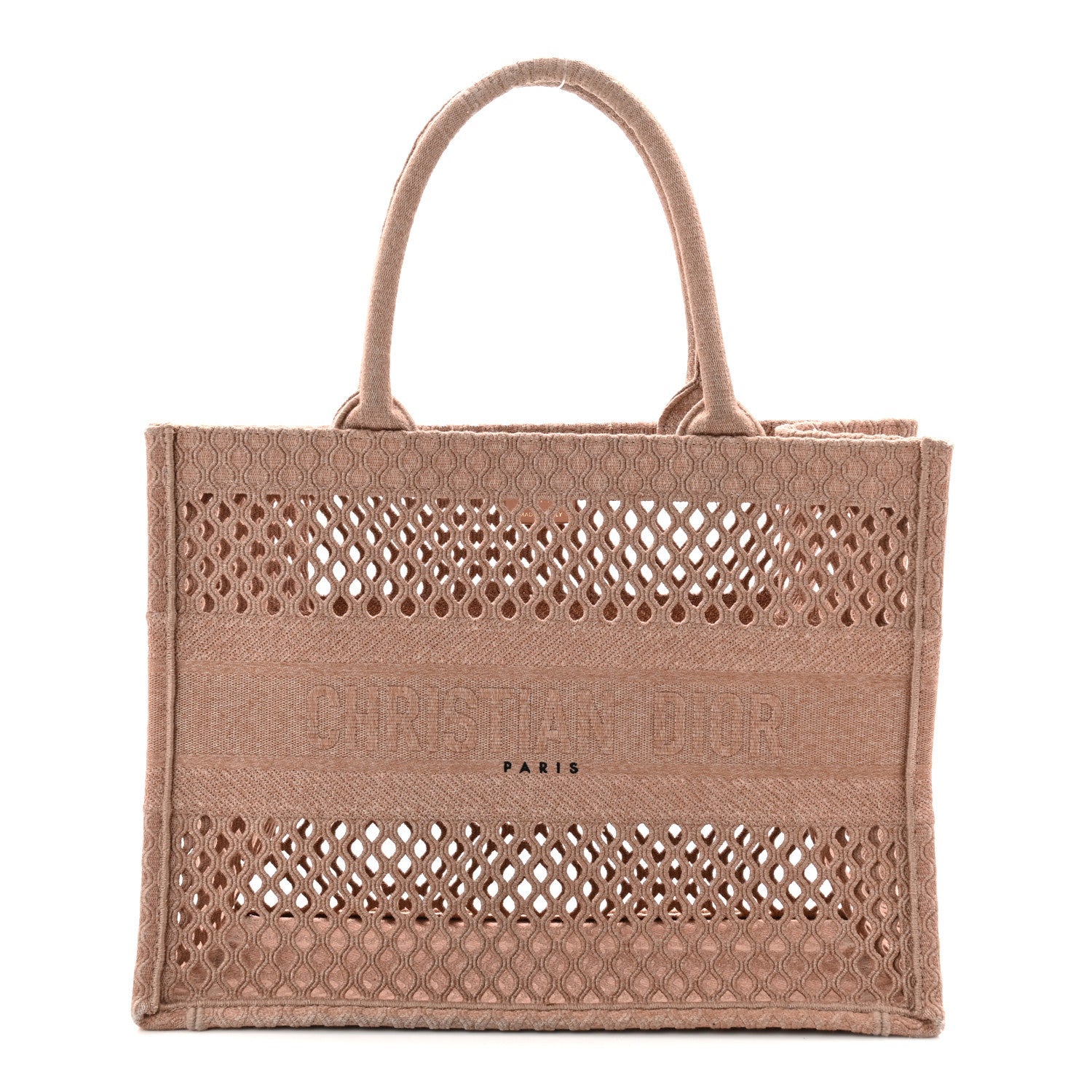 Christian Dior Mesh Embroidered Medium Book Tote Clay
