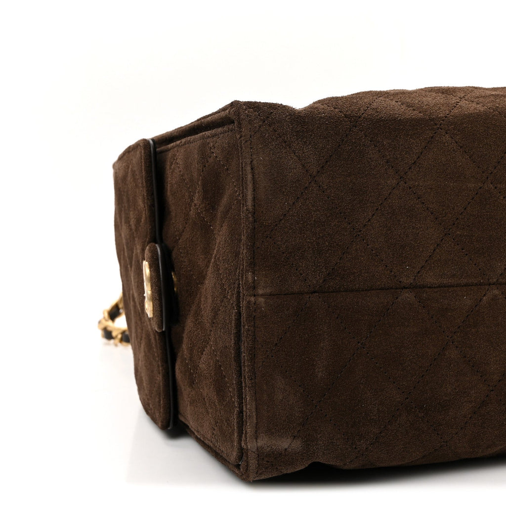 Chanel Suede Quilted Medium Chanel 25 Handbag Dark Brown