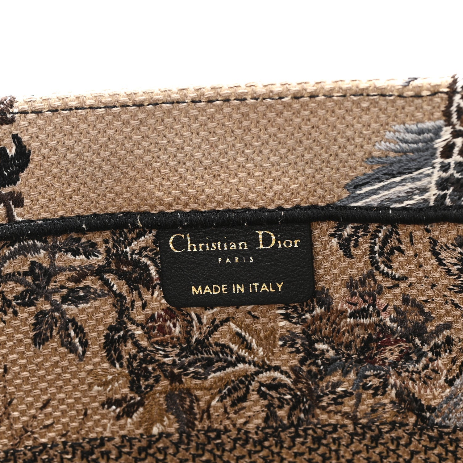 Christian Dior Canvas Embroidered Jardin D'Hiver Medium Book Tote Beige Multicolor