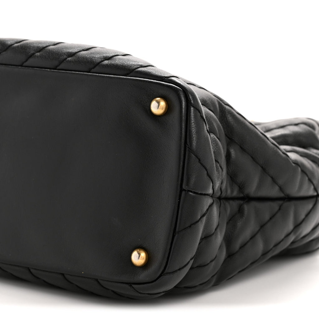 Chanel Calfskin Chevron Quilted Surpique Tote Black