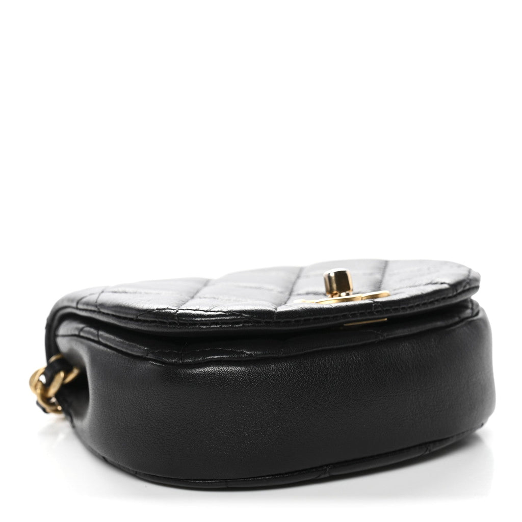 Chanel Calfskin Quilted Mini Coco Mail Clutch With Chain Black