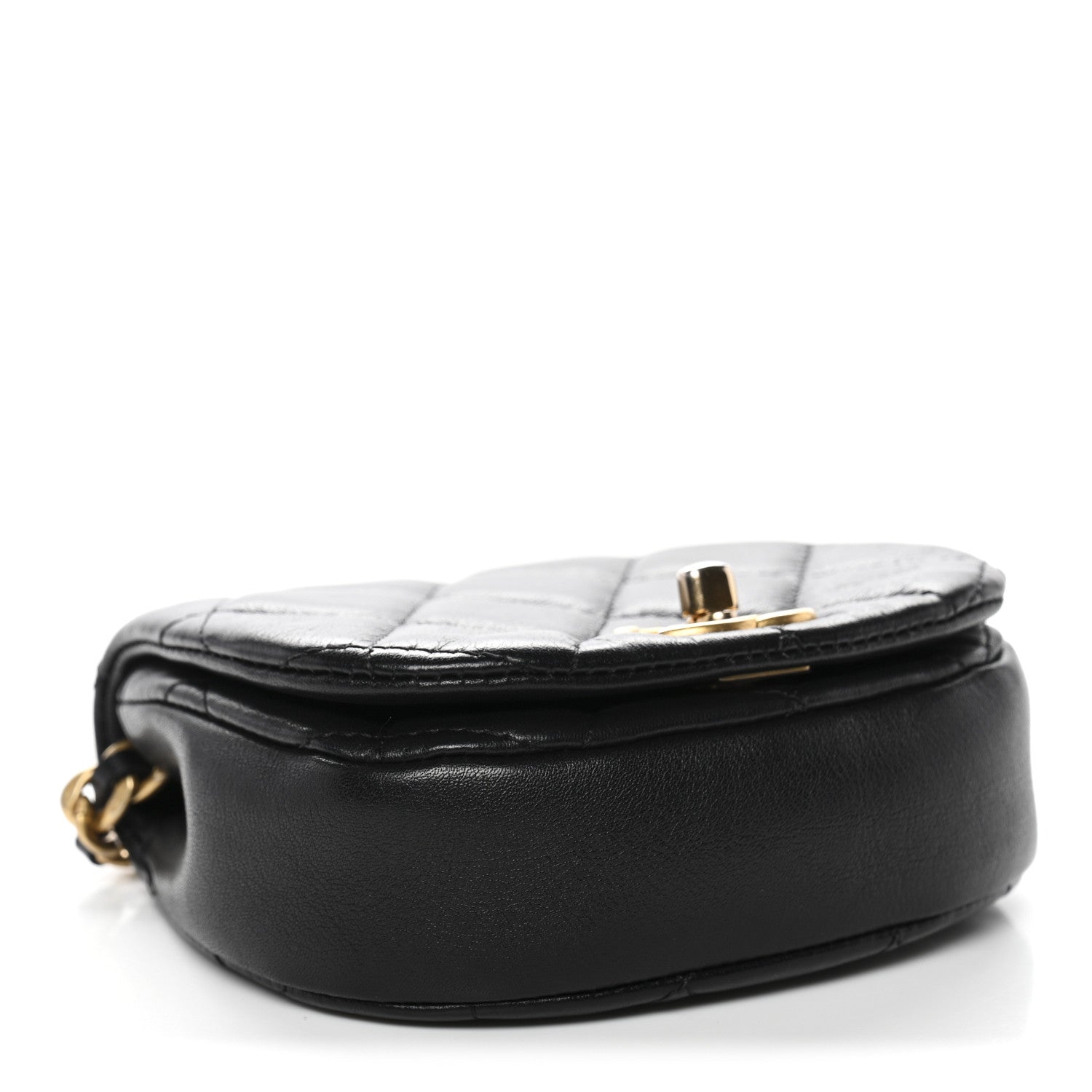 Chanel Calfskin Quilted Mini Coco Mail Clutch With Chain Black