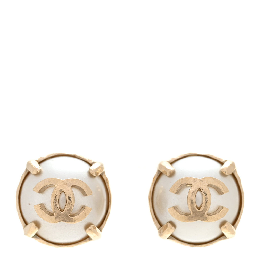 Pearl CC Clip On Earrings Gold