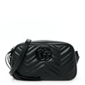 Gucci Calfskin Matelasse Monochrome Small GG Marmont Chain Shoulder Bag Black