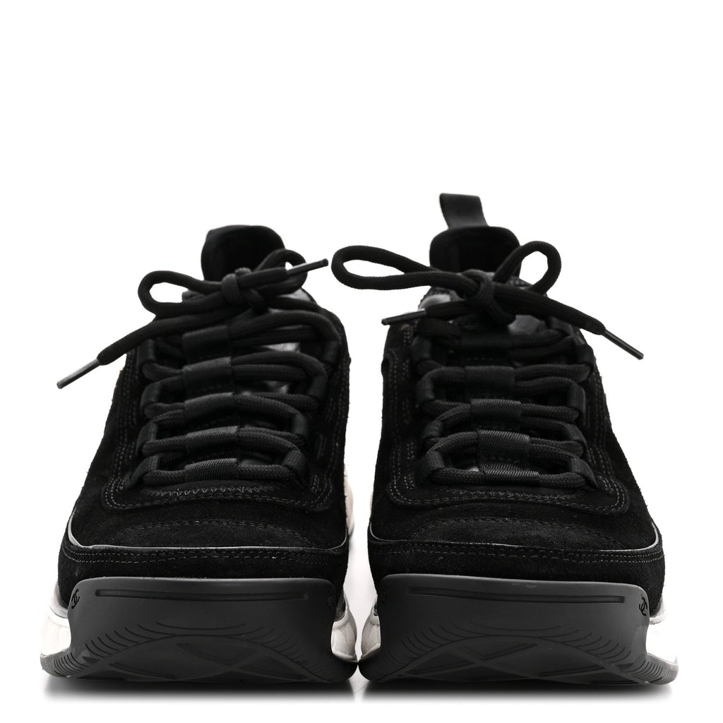 Chanel Suede Calfskin Nylon Grosgrain CC Sneakers 38 Black