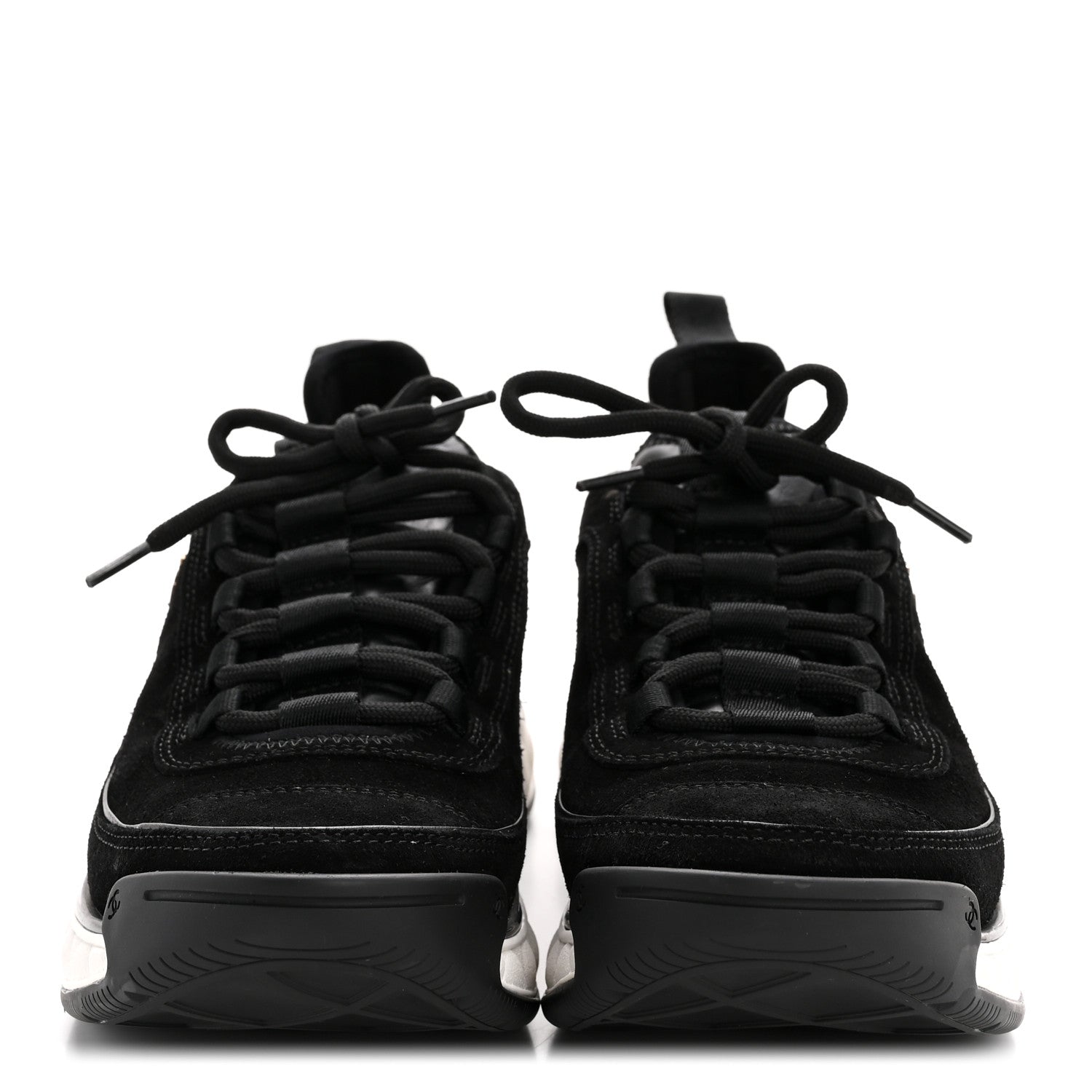 Chanel Suede Calfskin Nylon Grosgrain CC Sneakers 38 Black