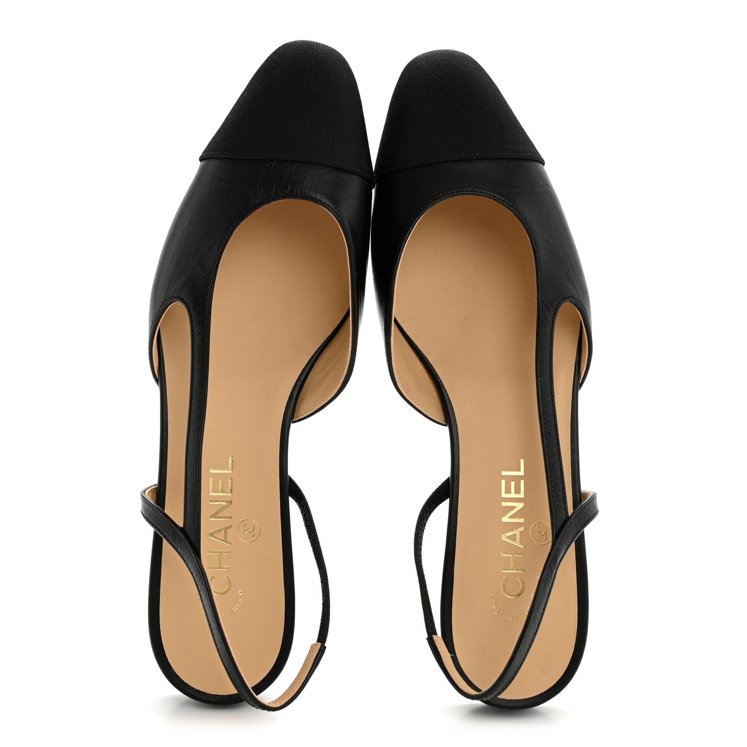 Goatskin Grosgrain Cap Toe CC Slingback Sandals 40 Black