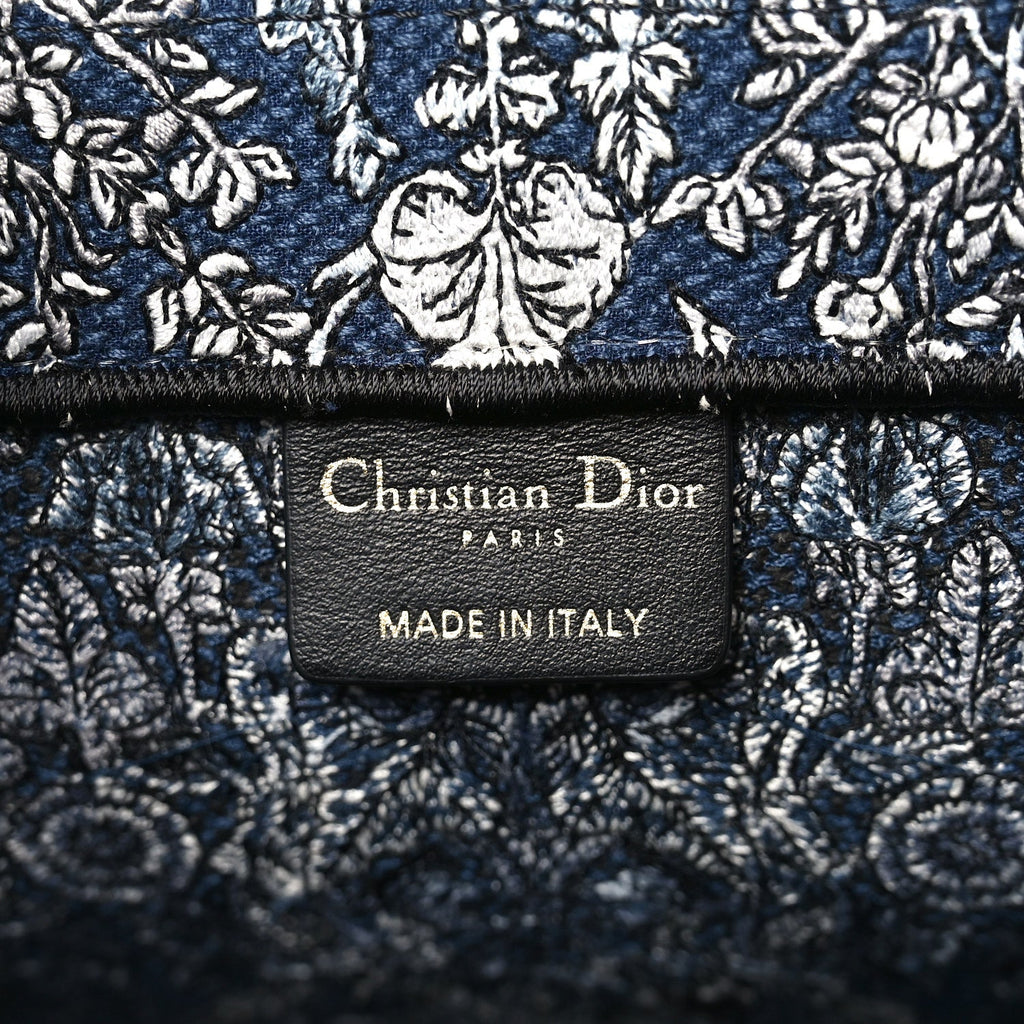Christian Dior Canvas Embroidered Medium Around The World Book Tote Blue