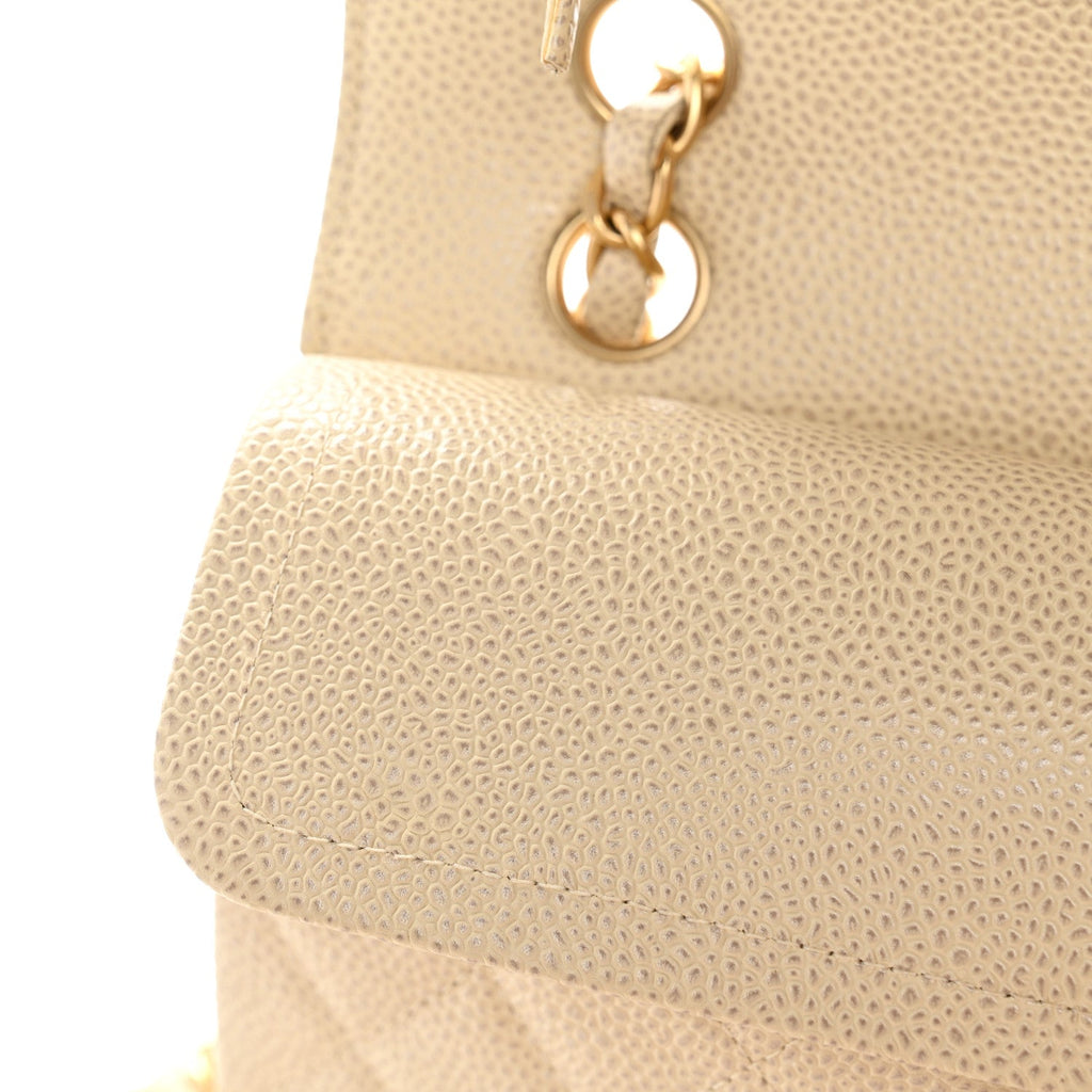 Chanel Caviar Quilted Small Double Flap Beige