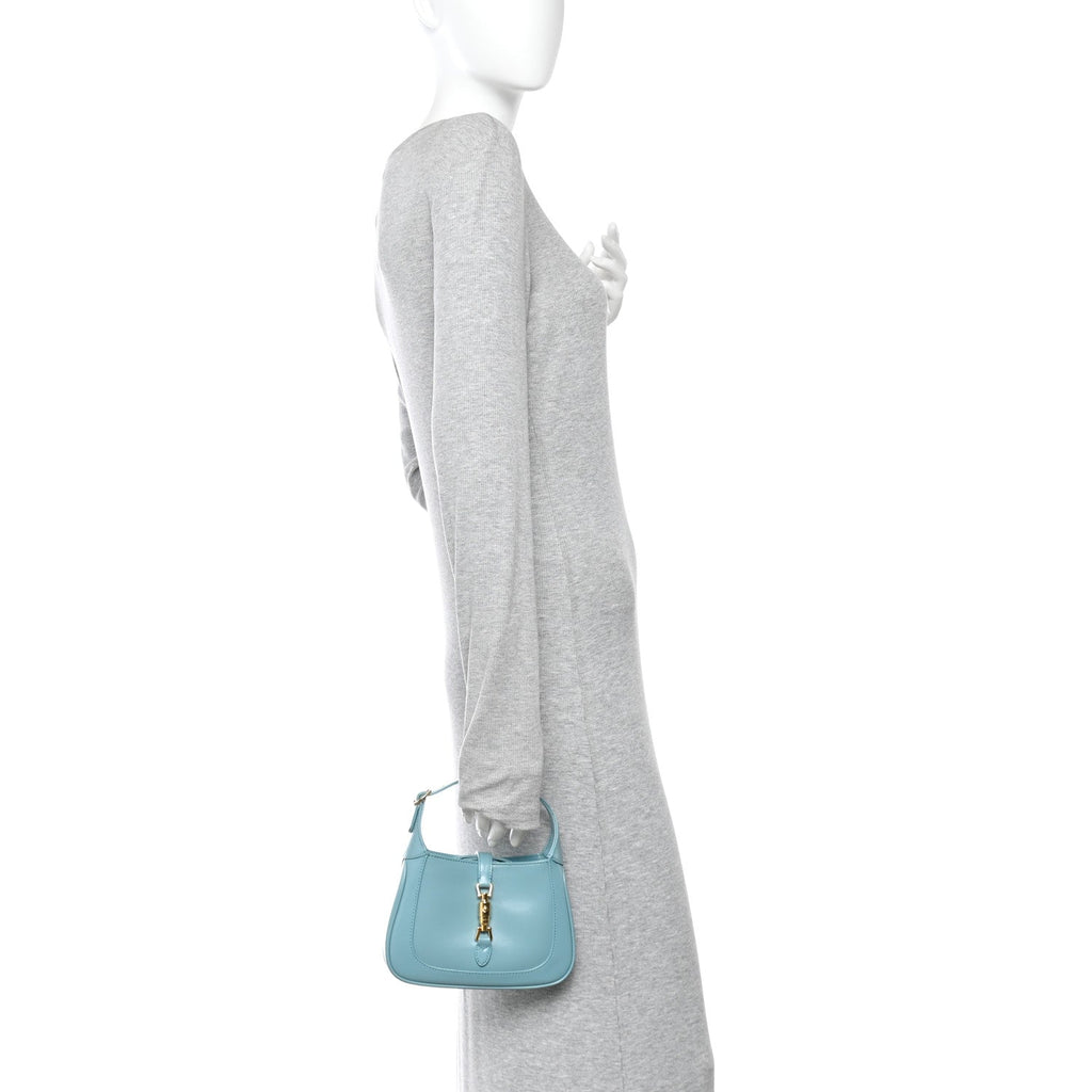 Gucci Boarded Dyana Lux Calfskin Mini Jackie 1961 Hobo Dusty Azure