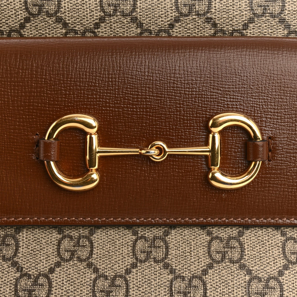 Gucci GG Supreme Monogram Small Horsebit 1955 Shoulder Bag Beige Brown Sugar