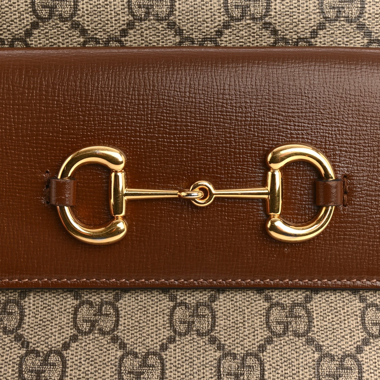 Gucci GG Supreme Monogram Small Horsebit 1955 Shoulder Bag Beige Brown Sugar