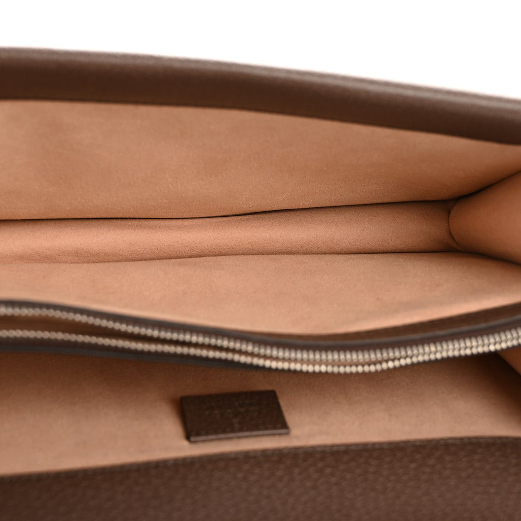 Gucci GG Supreme Monogram Textured Dollar Calfskin Top Handle Dionysus Shoulder Bag Beige Ebony New Acero