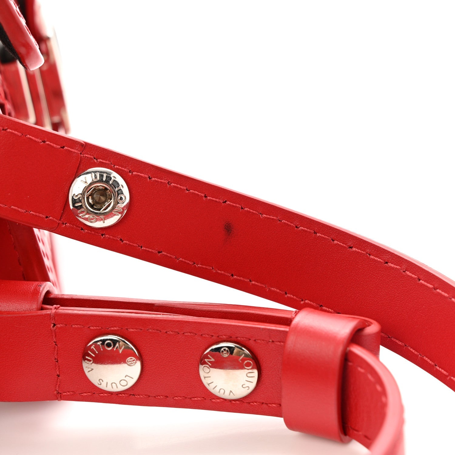 Louis Vuitton Patent Calfskin Monogram Lace Dauphine Mini Red