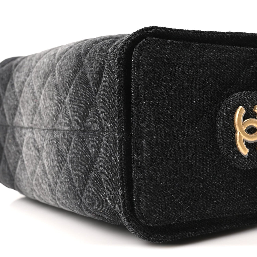 Chanel Washed Denim Quilted Mini Chanel 25 Handbag Black