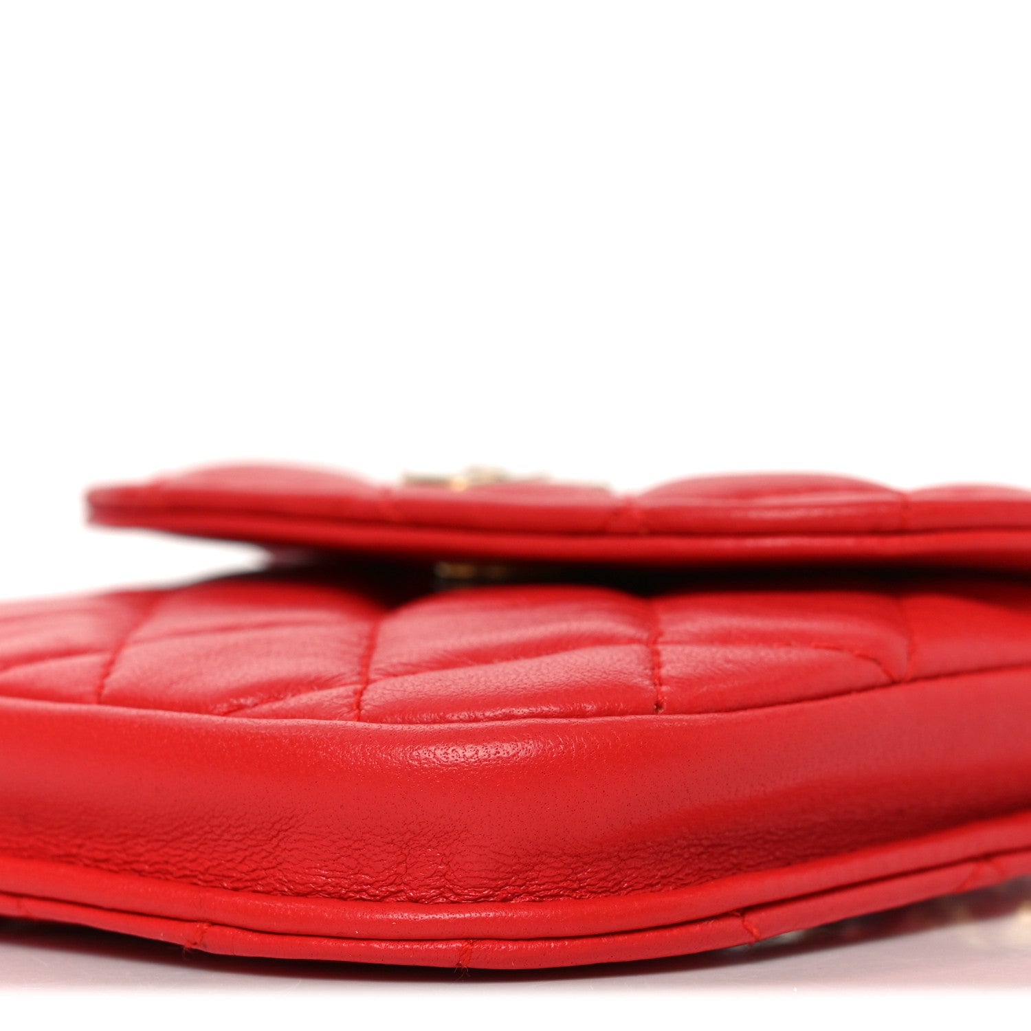 Chanel Lambskin Quilted Pearl Crush Waist Bag Red