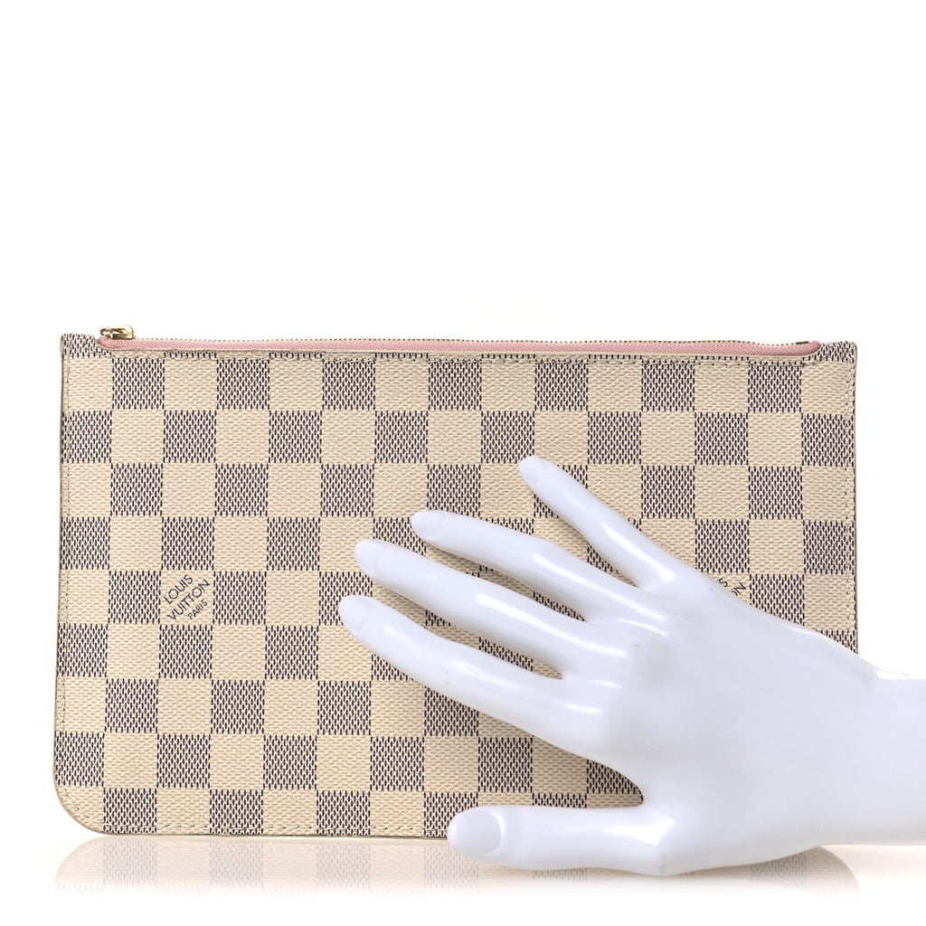 Louis Vuitton Damier Azur Neverfull MM GM Pochette Rose Ballerine