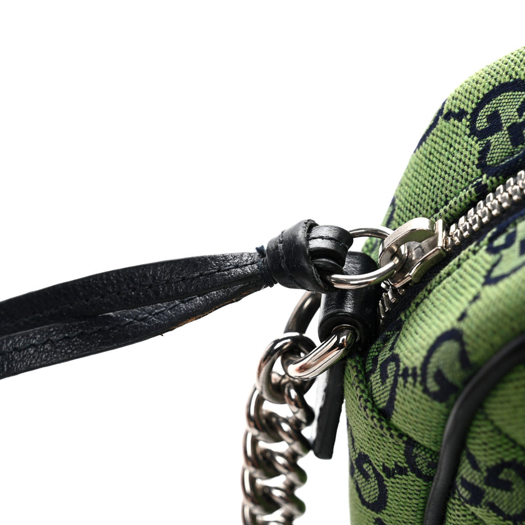 Gucci Monogram Multicolor Matelasse Diagonal Small GG Marmont Chain Shoulder Bag Green Blue