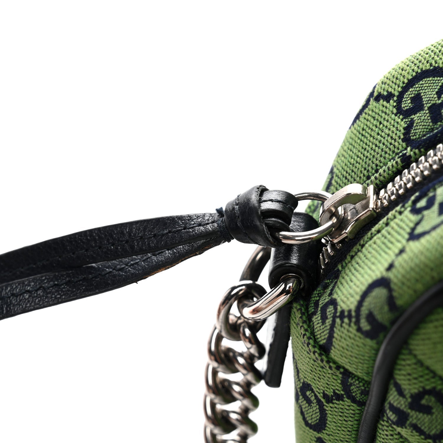 Gucci Monogram Multicolor Matelasse Diagonal Small GG Marmont Chain Shoulder Bag Green Blue